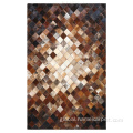 Real Leather Rug Luxury hotel patchwork cowhide real leather floor rug Factory